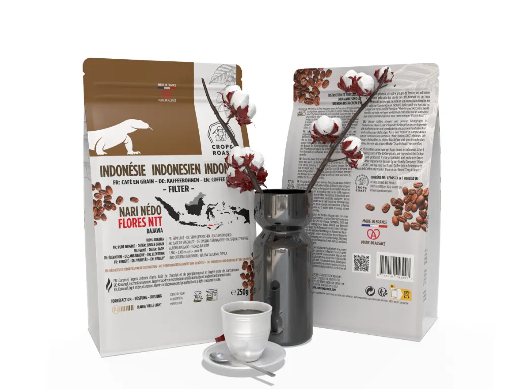 [COBE-SFSW-FBJW-250] NARI NÉDO, Specialty Filter Coffee Bean, CROP & ROAST, Flores Bajawa Indonesia, Semi Washed (1x Pouch 250g)