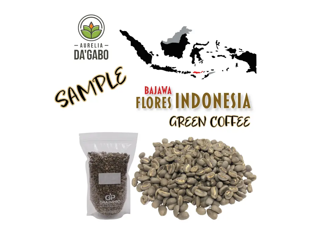 SAMPLE "INERIE", Green Coffee, "AURELIA DA'GABO", Flores Bajawa Indonesia, Grade 1 Arabica,  Washed