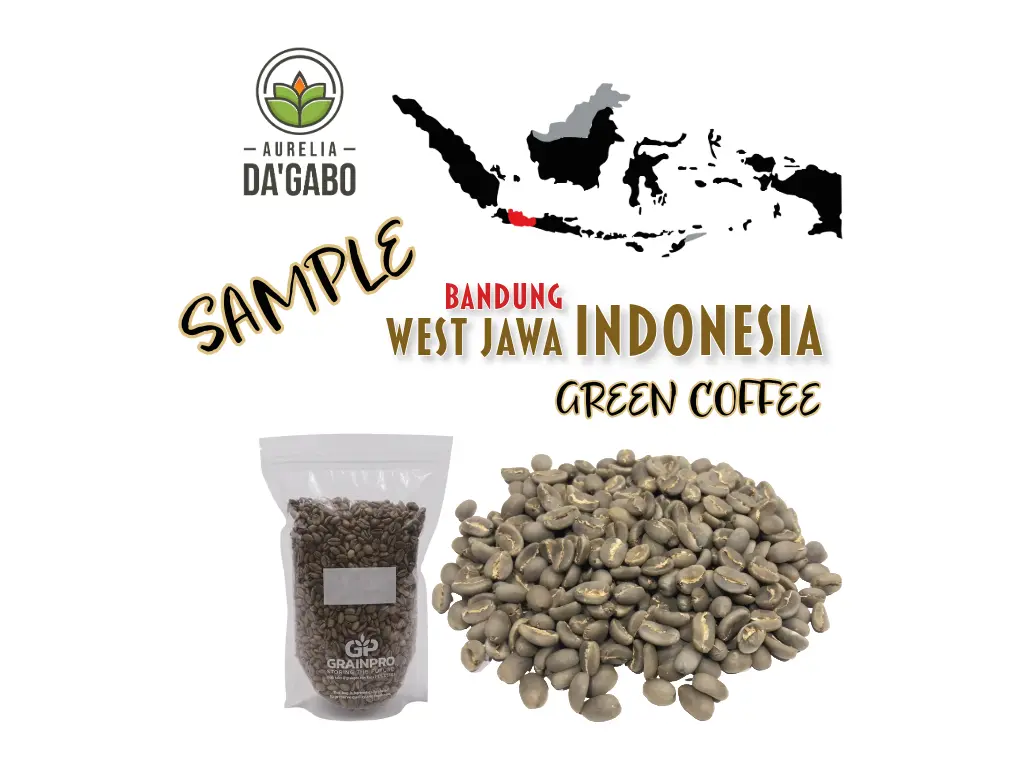 SAMPLE "SUNDA", Green Coffee,  West-Jawa Bandung Indonesia, "AURELIA DA'GABO", Specialty Arabica, Washed