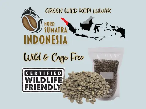 [COGR-WJB-SANAT-5kg] Green Coffee "LUWAK" WILD Certified, Da'Gabo, Grade 1 TP, Sumatra Indonesia, Washed, 5kg